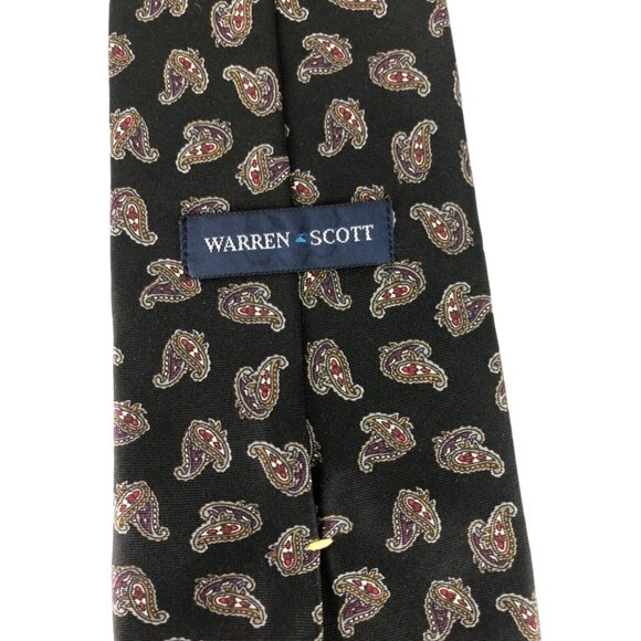 Warren Scott Multicolor Paisley 100% Silk Mens Tie Necktie Vintage - Picture 3 of 6
